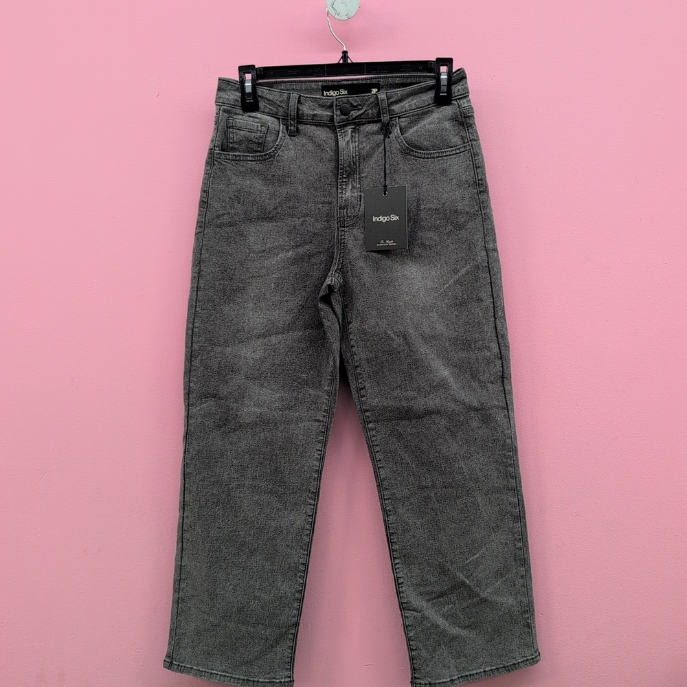Indigo Six Relaxed Vintage Straight Leg Women's Jeans Size 2P Grey